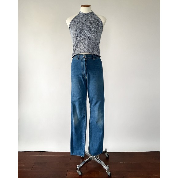 VTG 1980s Angel Britches Blue Cotton Denim High Rise Slim Straight Leg Jeans W25 - Picture 7 of 10